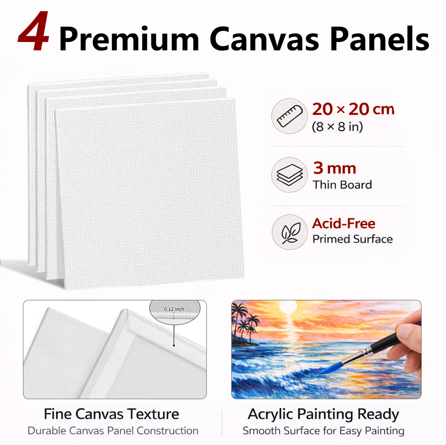 MISUMISO 48-Piece Acrylic Paint Set – 24 Colors Beginner  Kit with Canvas Panels, Easel & Brushes